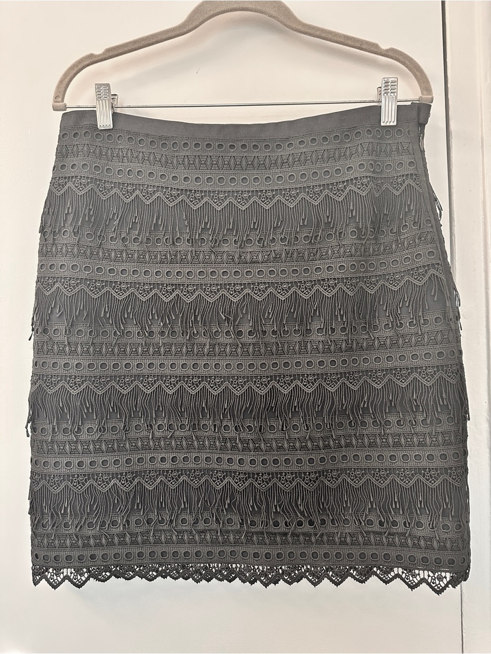 Etcetera Black Tiered Lace & Fringe Skirt
Size 8